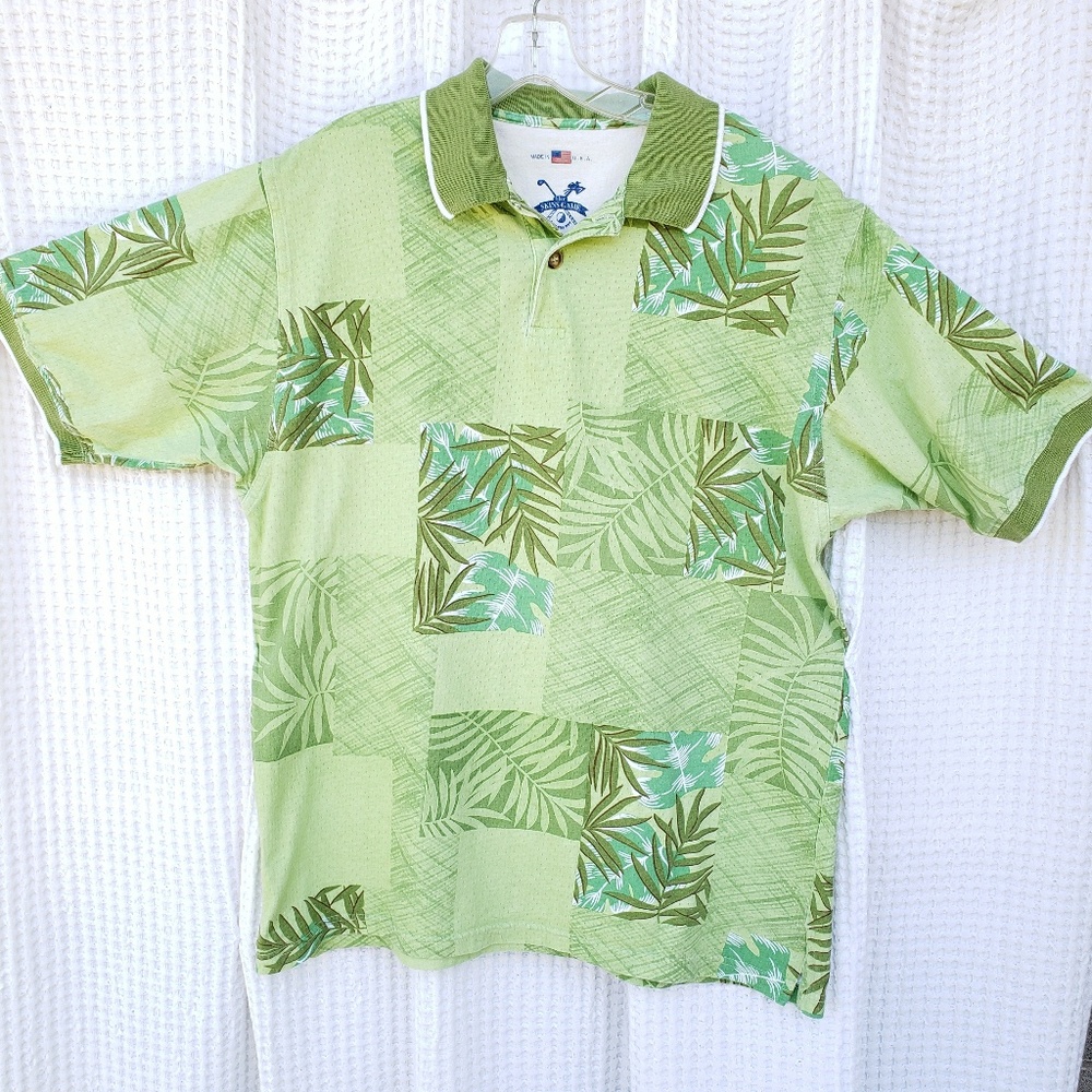Sony Open golf shirt green bamboo print Sz M